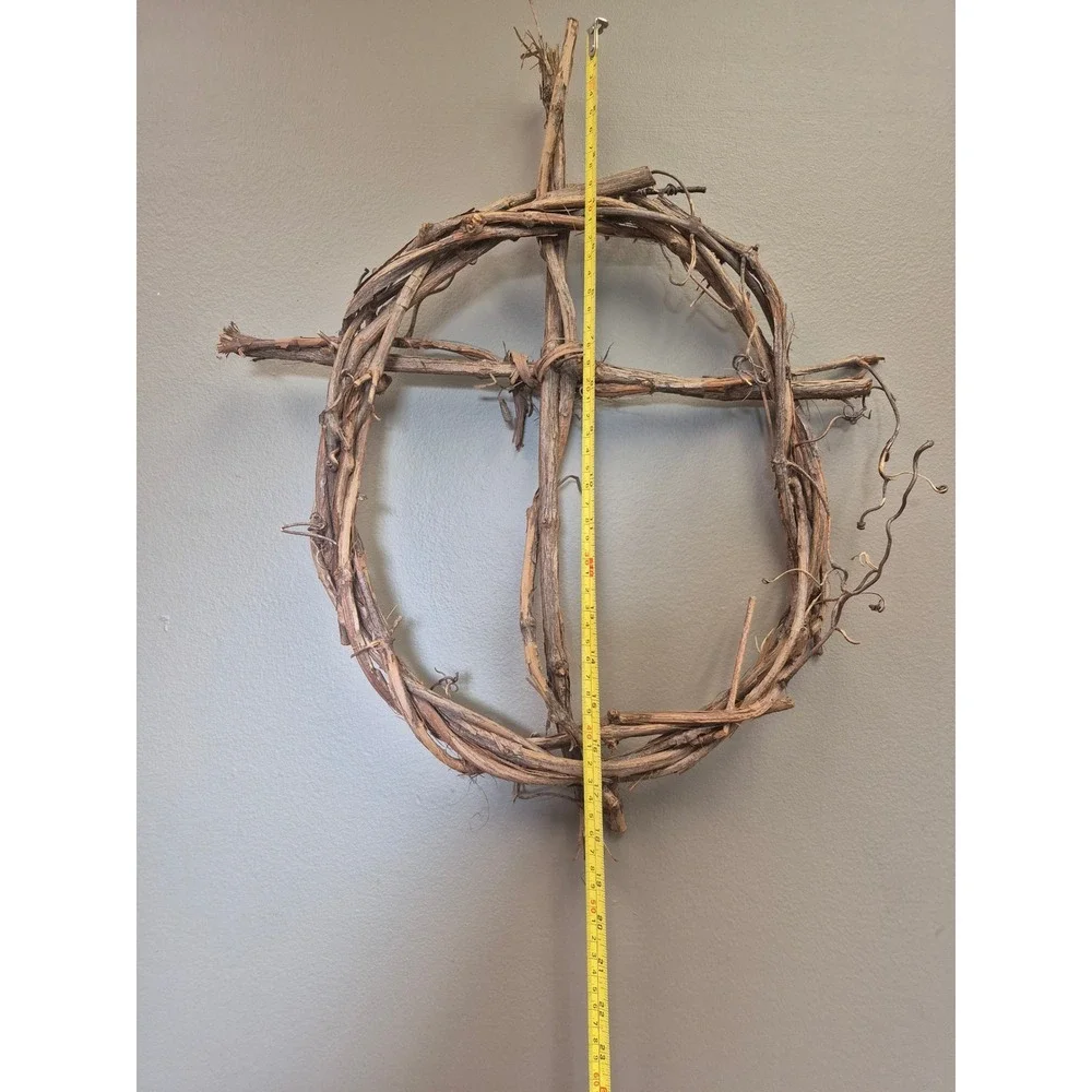Natural Grapevine Cross Wreath 16x18 Rustic Primitive Farmhouse Wall Decor Gift